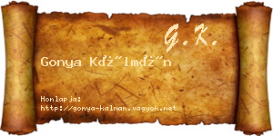 Gonya Kálmán névjegykártya